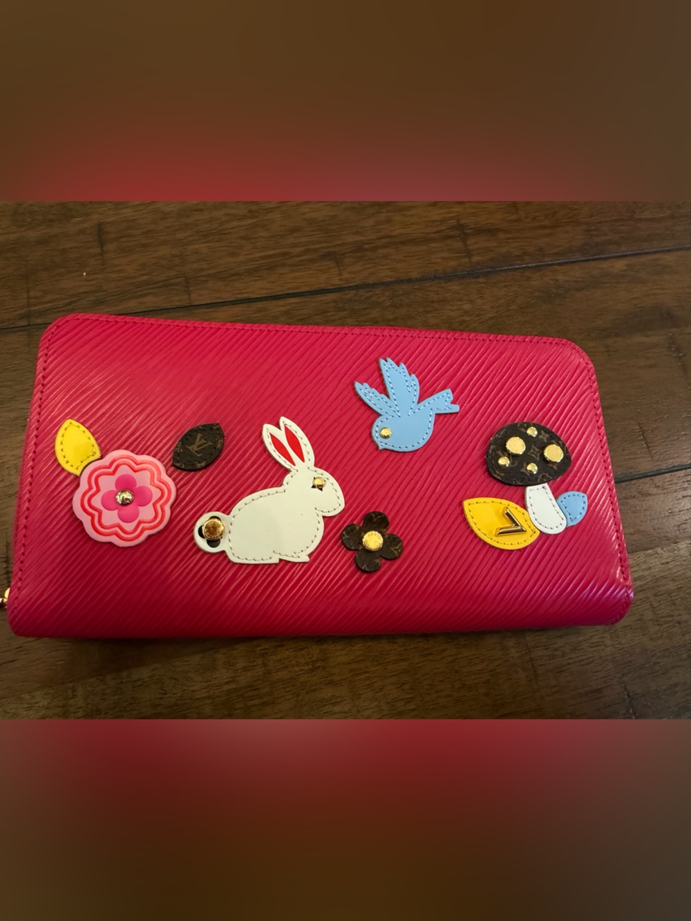 Louis Vuitton Bright Pink Bunny & Bird Zip Wallet